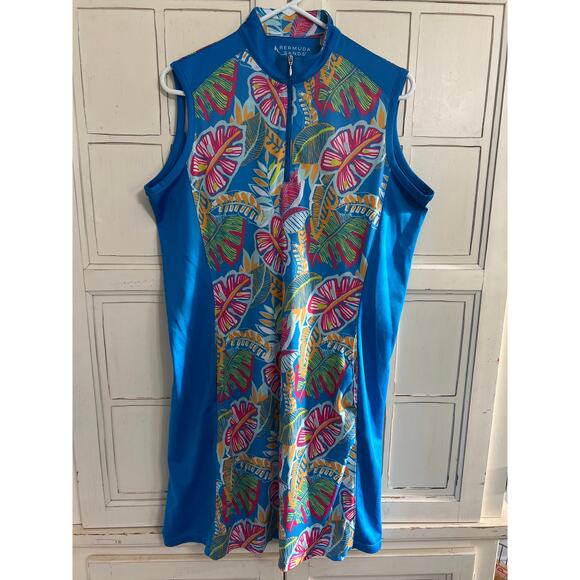 Bermuda Sands size large sleeveless tropical print dress with pockets - Picture 1 of 4